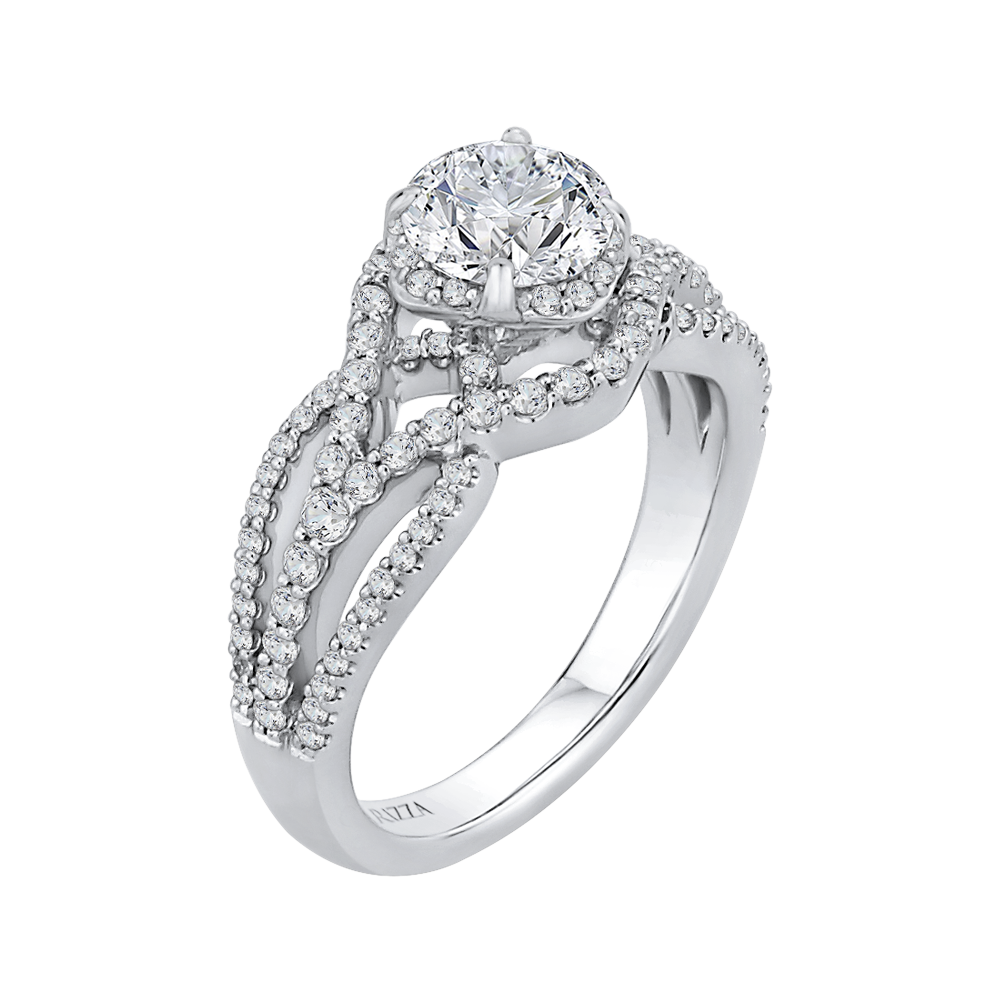 Split Shank Round Diamond Engagement Ring in 14K White Gold (Semi-Mount)