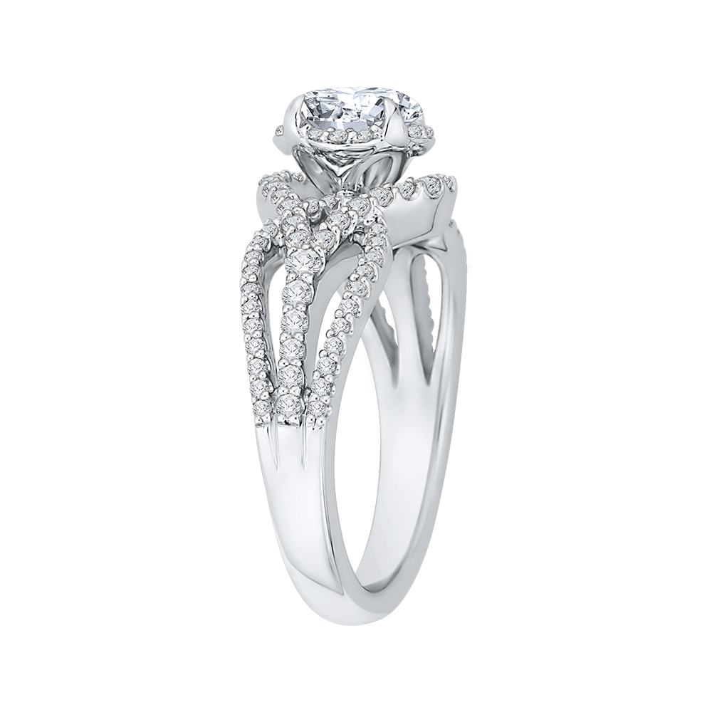 Split Shank Round Diamond Engagement Ring in 14K White Gold (Semi-Mount)