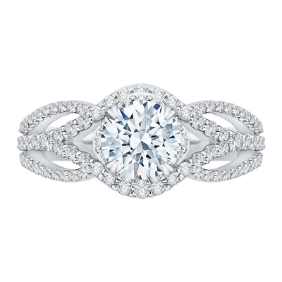 Split Shank Round Diamond Engagement Ring in 14K White Gold (Semi-Mount)