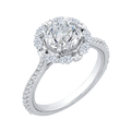 Round Diamond Halo Engagement Ring in 14K White Gold (Semi-Mount)