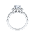 Split Shank Round Diamond Halo Engagement Ring in 14K White Gold (Semi-Mount)