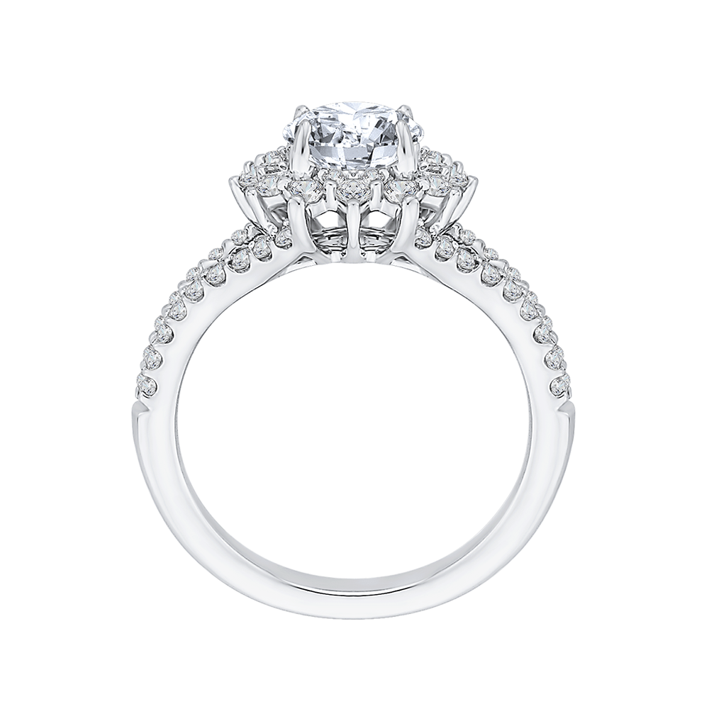 Split Shank Round Diamond Halo Engagement Ring in 14K White Gold (Semi-Mount)