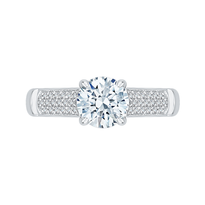 Round Diamond Cathedral Style Engagement Ring in 14K White Gold (Semi-Mount)