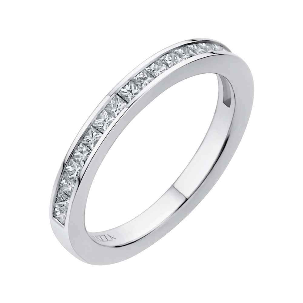 Princess Cut Diamond Half-Eternity Wedding Band in 14K White Gold