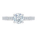 Cut Round Diamond Cathedral Style Engagement Ring in 14K White Gold (Semi-Mount)