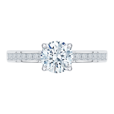 Cut Round Diamond Cathedral Style Engagement Ring in 14K White Gold (Semi-Mount)