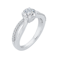 Split Shank Round Diamond Engagement Ring in 14K White Gold (Semi-Mount)