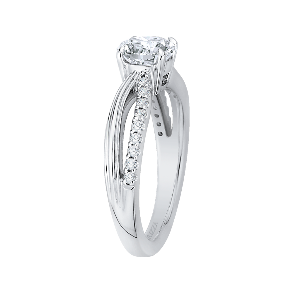 Split Shank Round Diamond Engagement Ring in 14K White Gold (Semi-Mount)