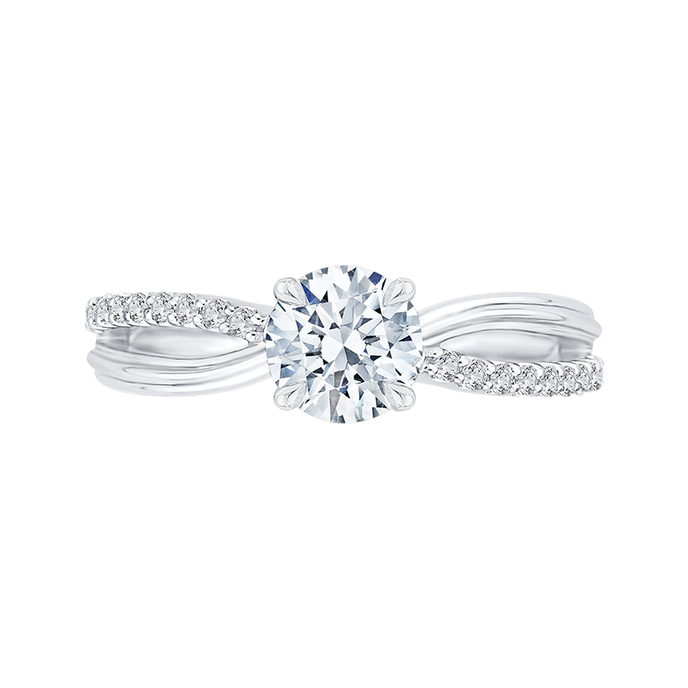 Split Shank Round Diamond Engagement Ring in 14K White Gold (Semi-Mount)