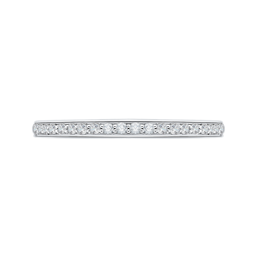 Round Diamond Half-Eternity Wedding Band in 14K White Gold