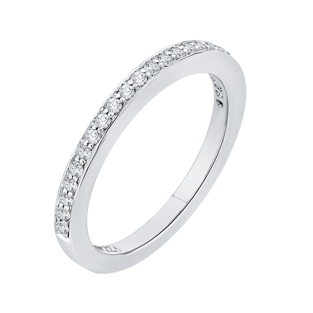 Round Diamond Half-Eternity Wedding Band in 14K White Gold