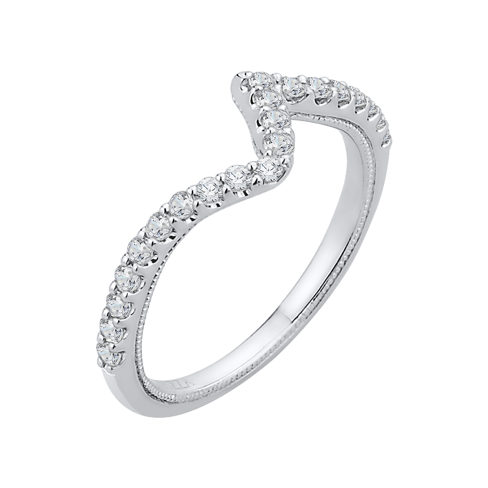 Round Diamond Half-Eternity Wedding Band in 14K White Gold