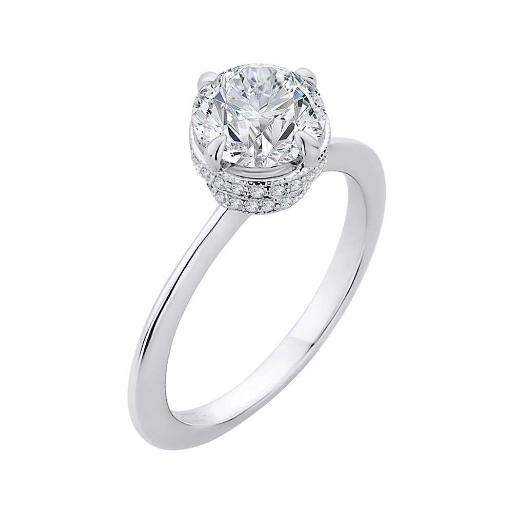 Round Diamond Engagement Ring in 14K White Gold (Semi-Mount)