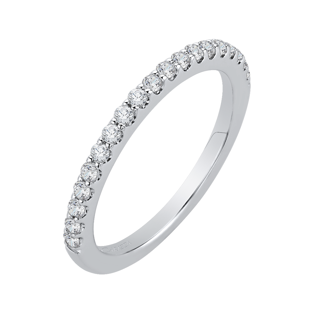 Round Diamond Half-Eternity Wedding Band in 14K White Gold