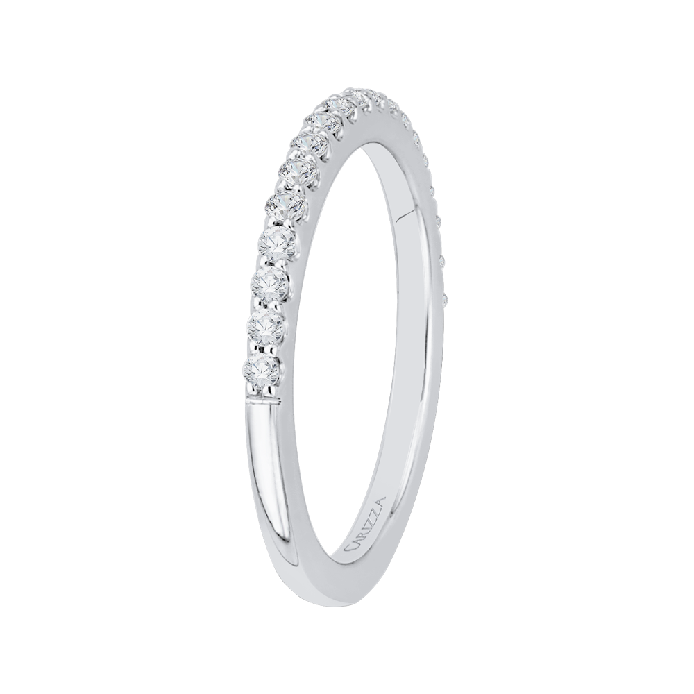 Round Diamond Half-Eternity Wedding Band in 14K White Gold