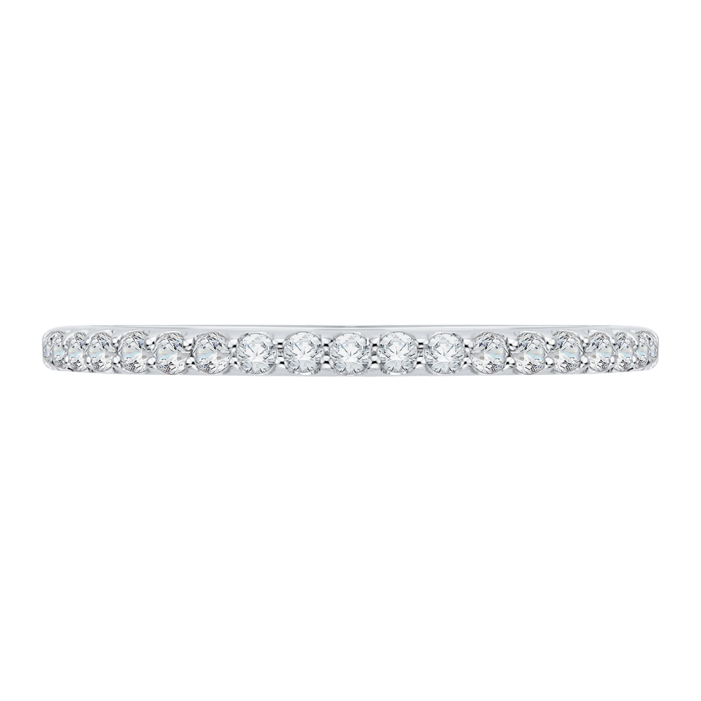 Round Diamond Half-Eternity Wedding Band in 14K White Gold