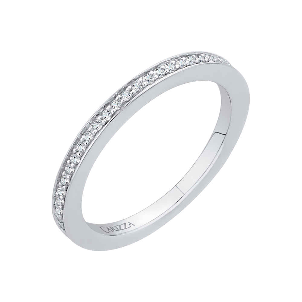 Round Diamond Half-Eternity Wedding Band in 14K White Gold