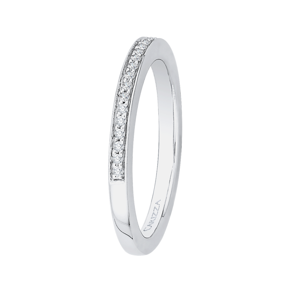 Round Diamond Half-Eternity Wedding Band in 14K White Gold