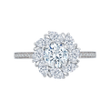 Round Diamond Floral Halo Engagement Ring in 14K White Gold (Semi-Mount)