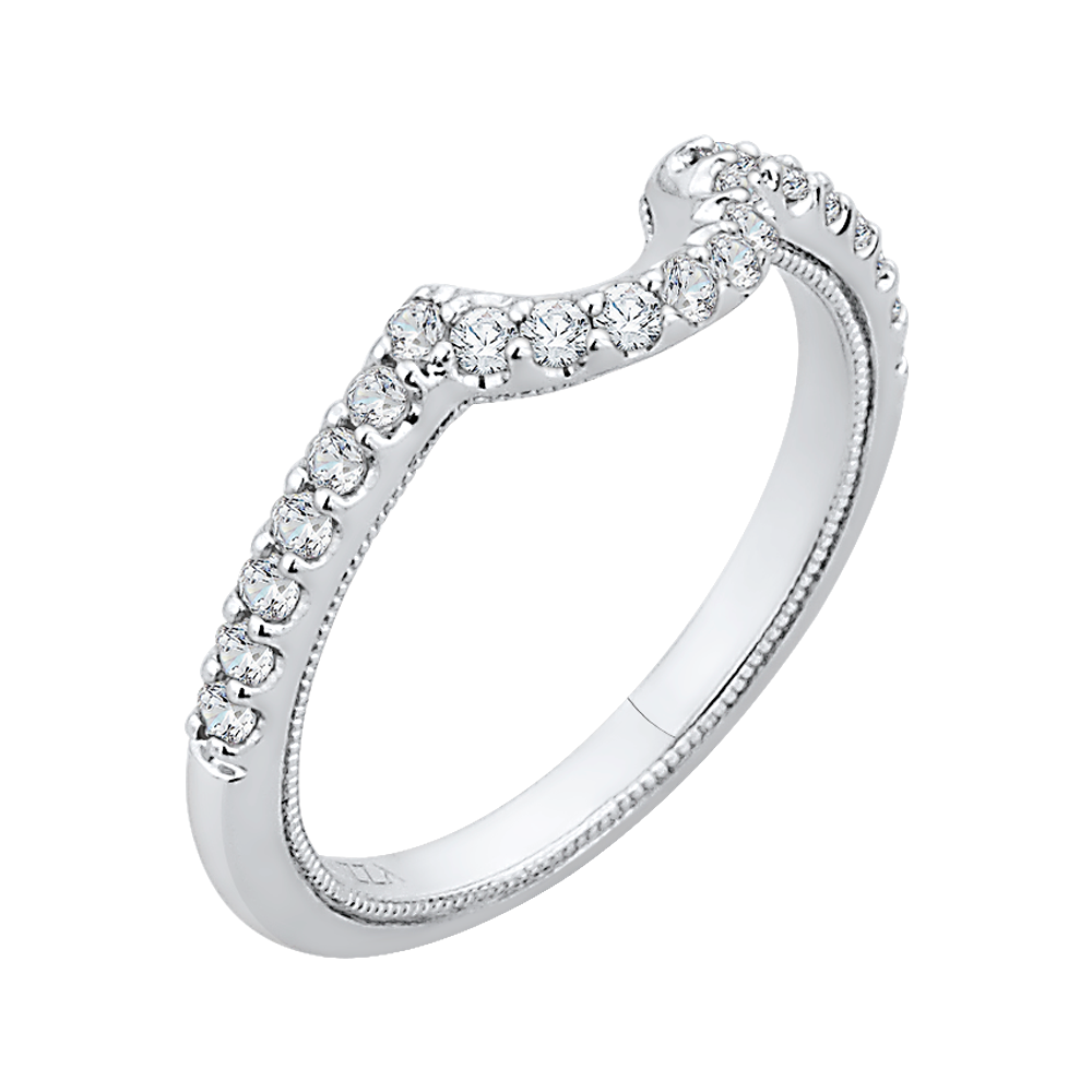 Round Diamond Half-Eternity Wedding Band in 14K White Gold