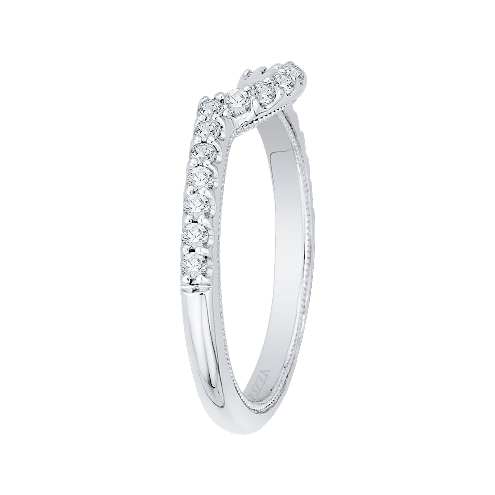 Round Diamond Half-Eternity Wedding Band in 14K White Gold