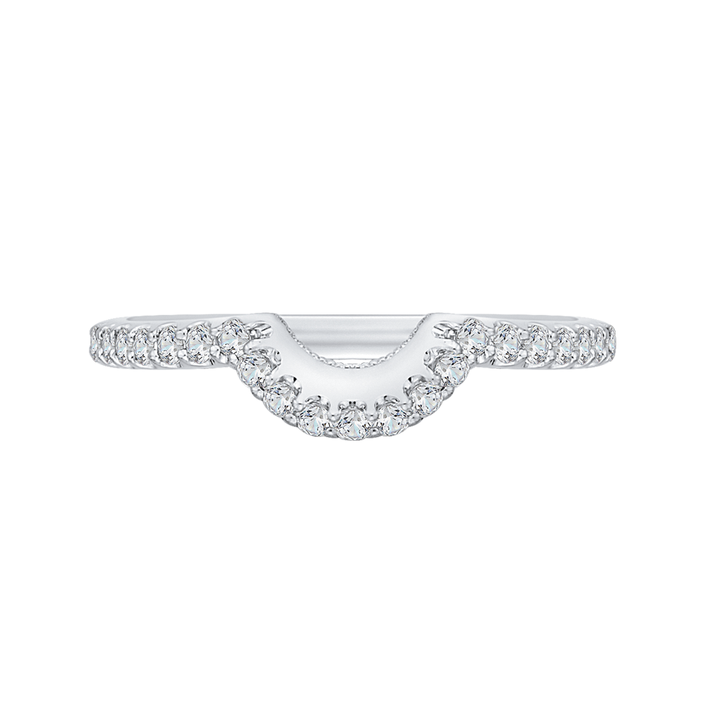 Round Diamond Half-Eternity Wedding Band in 14K White Gold