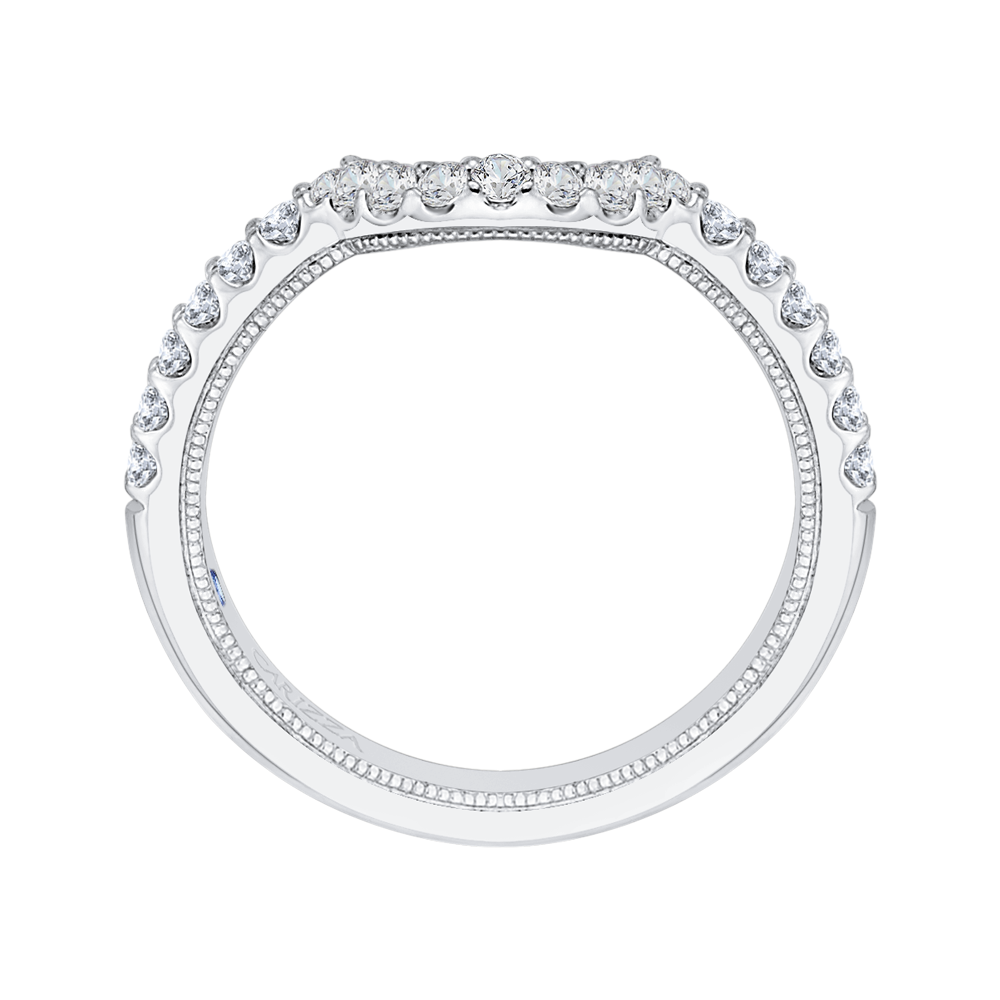 Round Diamond Half-Eternity Wedding Band in 14K White Gold