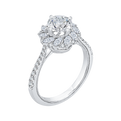 Round Diamond Floral Engagement Ring in 14K White Gold (Semi-Mount)