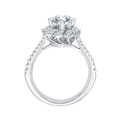 Round Diamond Floral Engagement Ring in 14K White Gold (Semi-Mount)