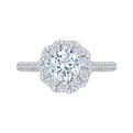 Round Diamond Floral Engagement Ring in 14K White Gold (Semi-Mount)