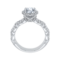 Round Diamond Halo Engagement Ring in 14K White Gold (Semi-Mount)