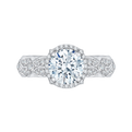 Round Diamond Halo Engagement Ring in 14K White Gold (Semi-Mount)