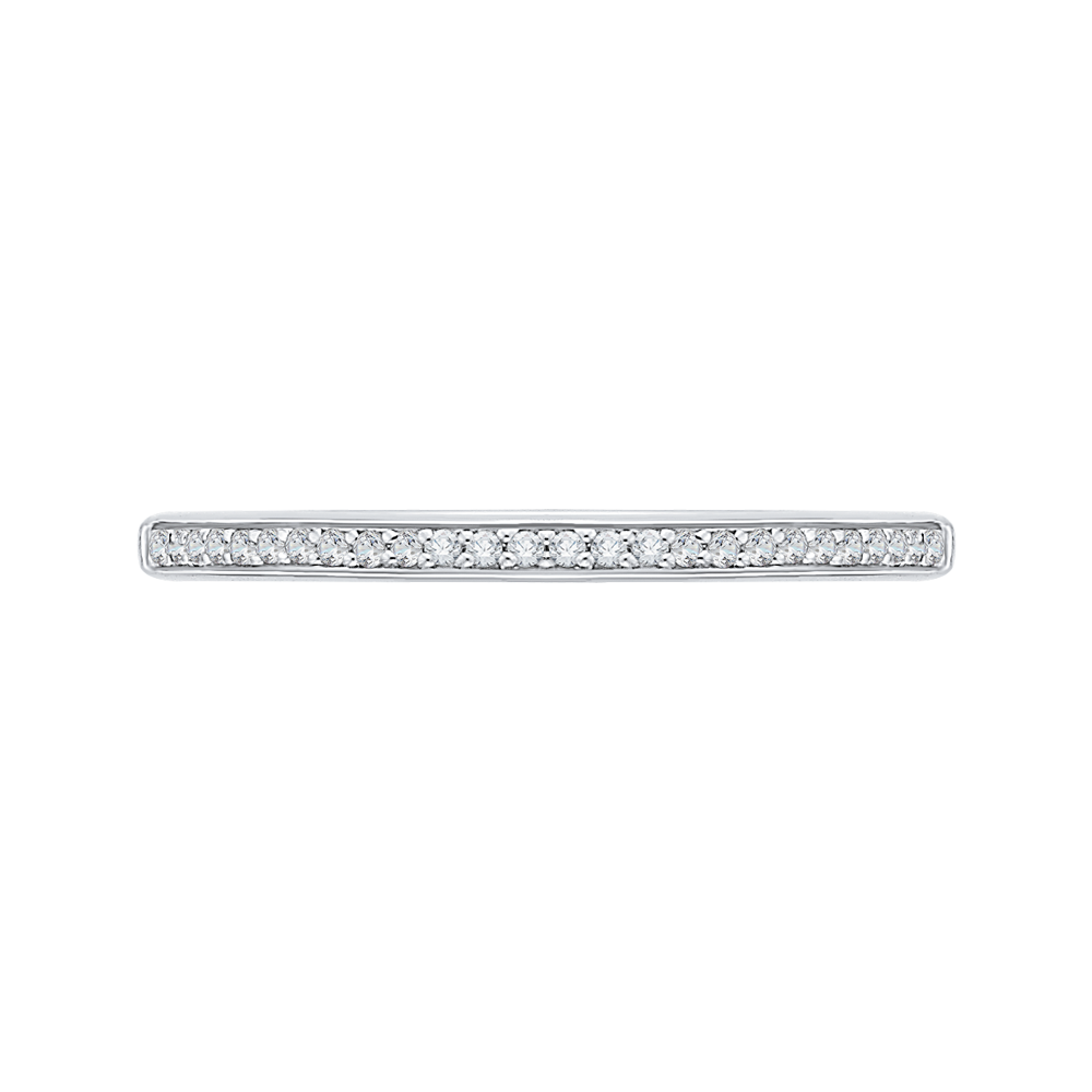 Round Diamond Half-Eternity Wedding Band in 14K White Gold