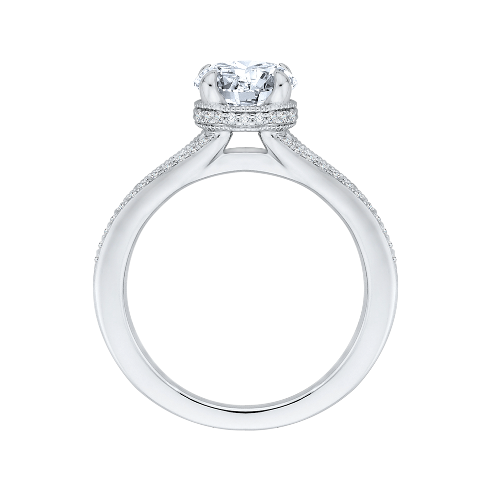 Split Shank Round Diamond Engagement Ring in 14K White Gold (Semi-Mount)