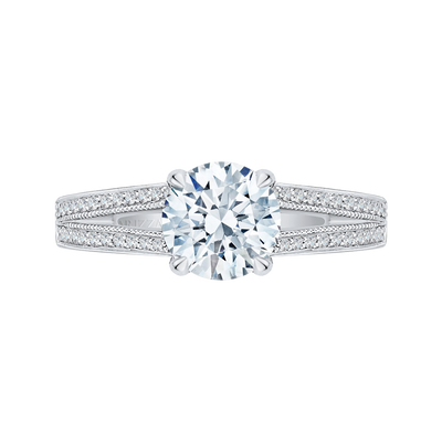 Split Shank Round Diamond Engagement Ring in 14K White Gold (Semi-Mount)