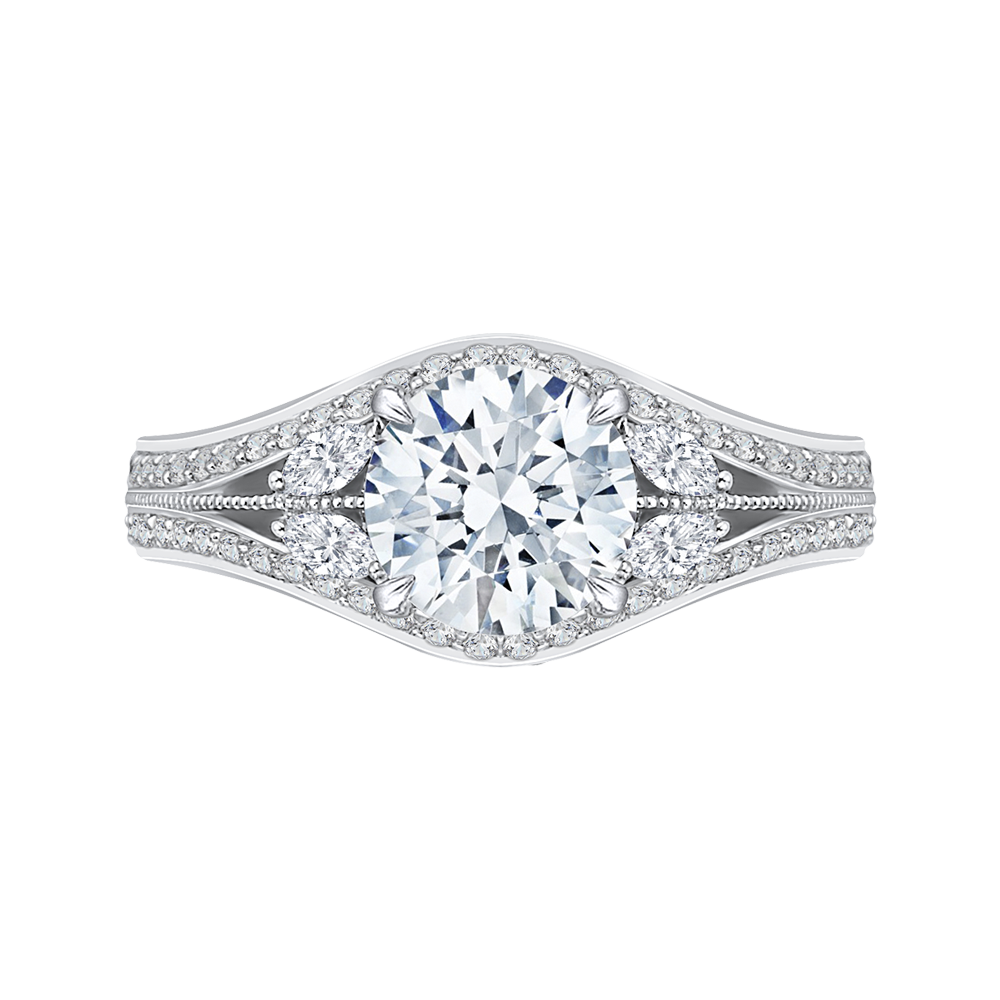 Split Shank Round Diamond Engagement Ring in 14K White Gold (Semi-Mount)