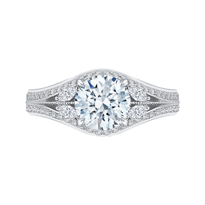 Split Shank Round Diamond Engagement Ring in 14K White Gold (Semi-Mount)