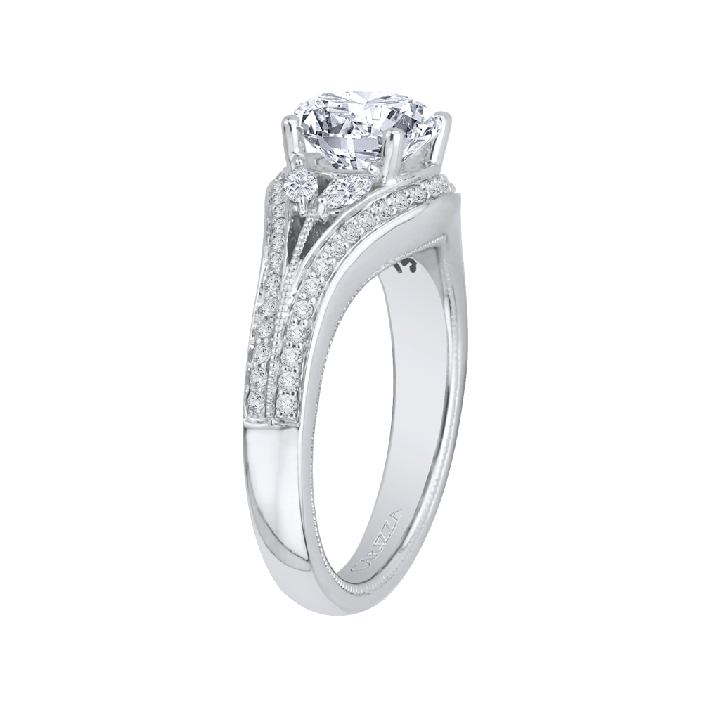 Split Shank Round Diamond Engagement Ring in 14K White Gold (Semi-Mount)