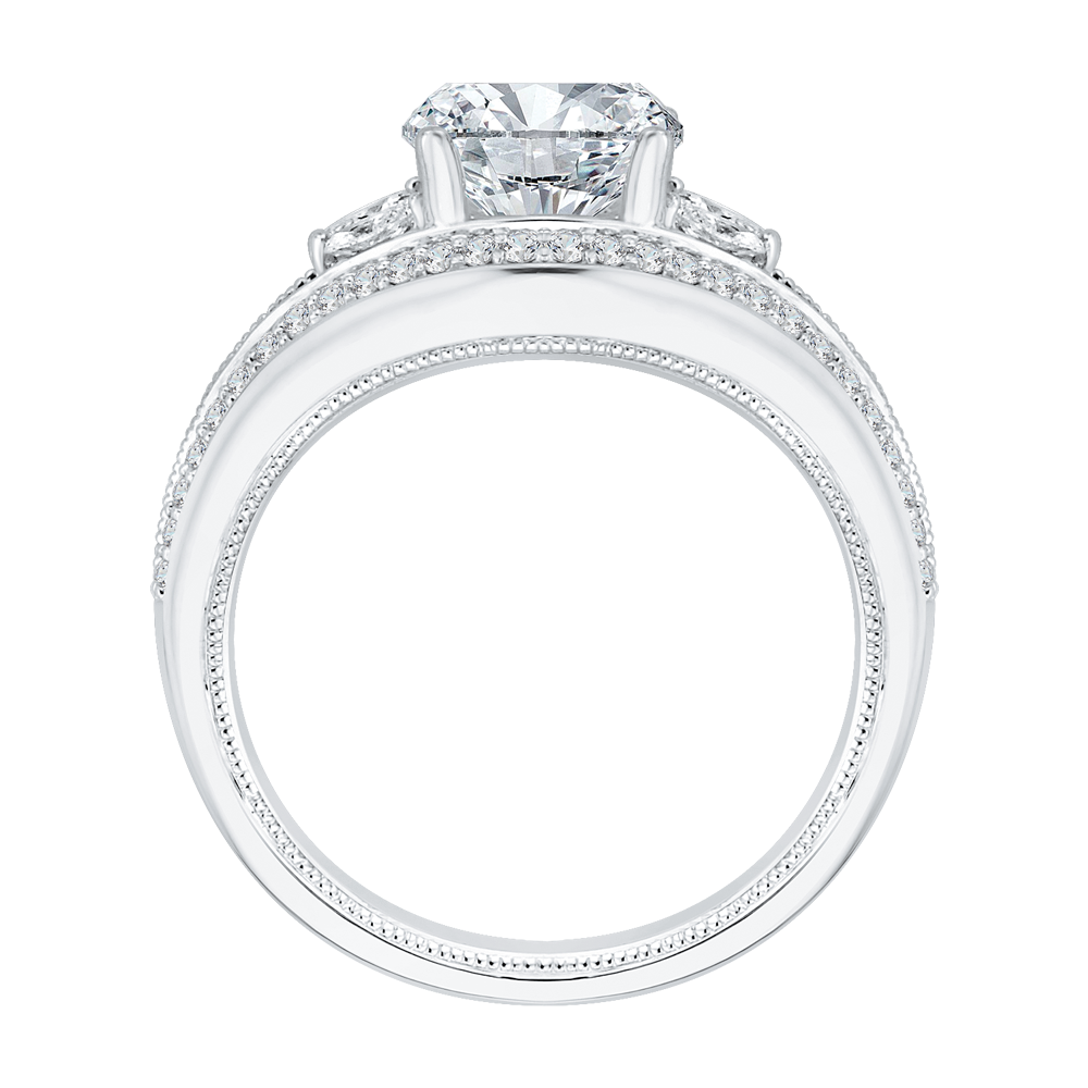 Split Shank Round Diamond Engagement Ring in 14K White Gold (Semi-Mount)