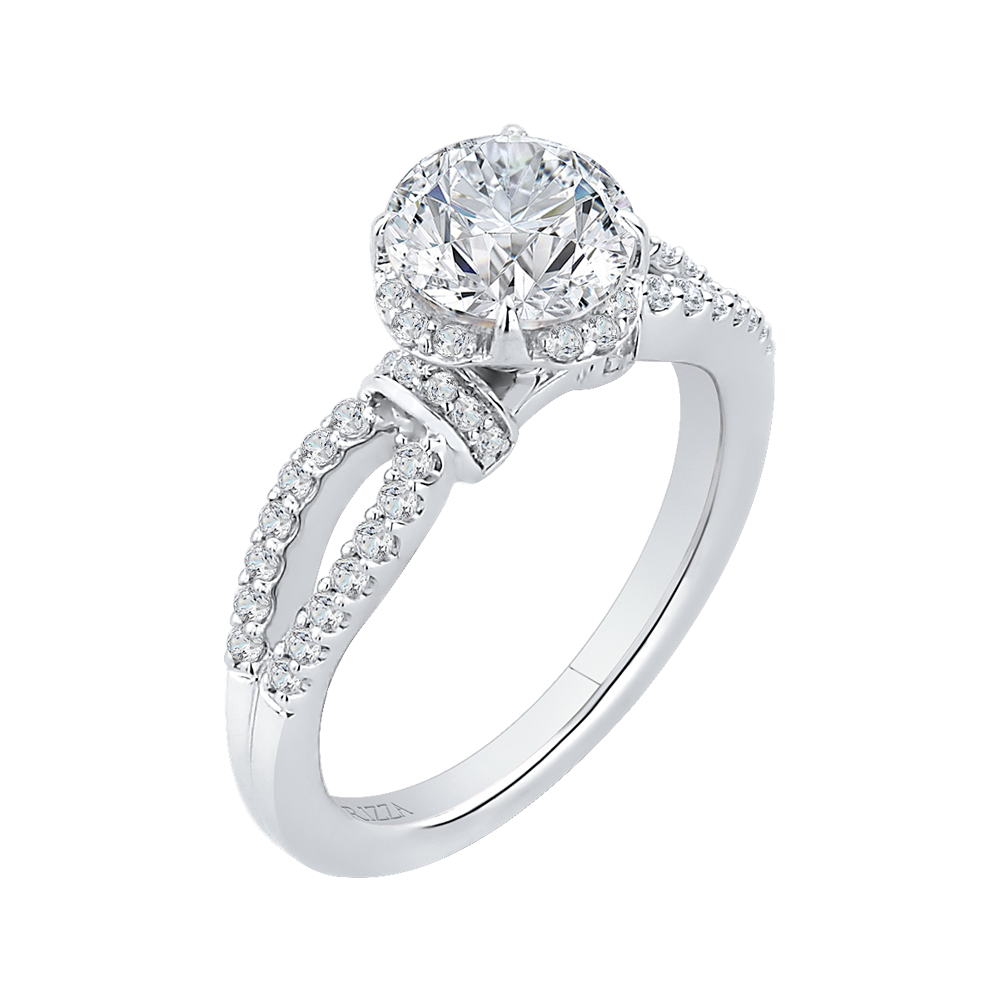 Split Shank Round Diamond Engagement Ring in 14K White Gold (Semi-Mount)