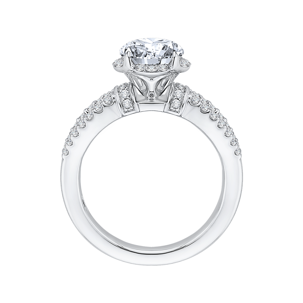 Split Shank Round Diamond Engagement Ring in 14K White Gold (Semi-Mount)