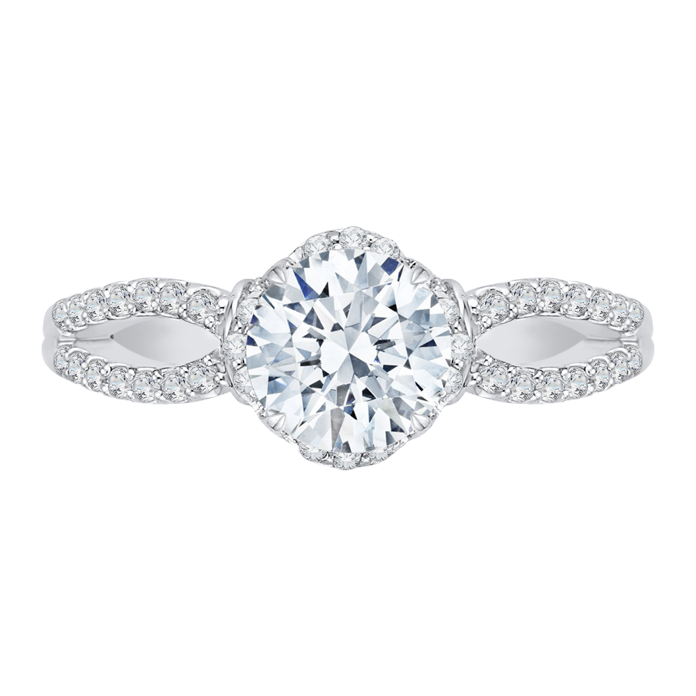 Split Shank Round Diamond Engagement Ring in 14K White Gold (Semi-Mount)