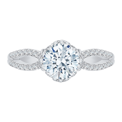 Split Shank Round Diamond Engagement Ring in 14K White Gold (Semi-Mount)