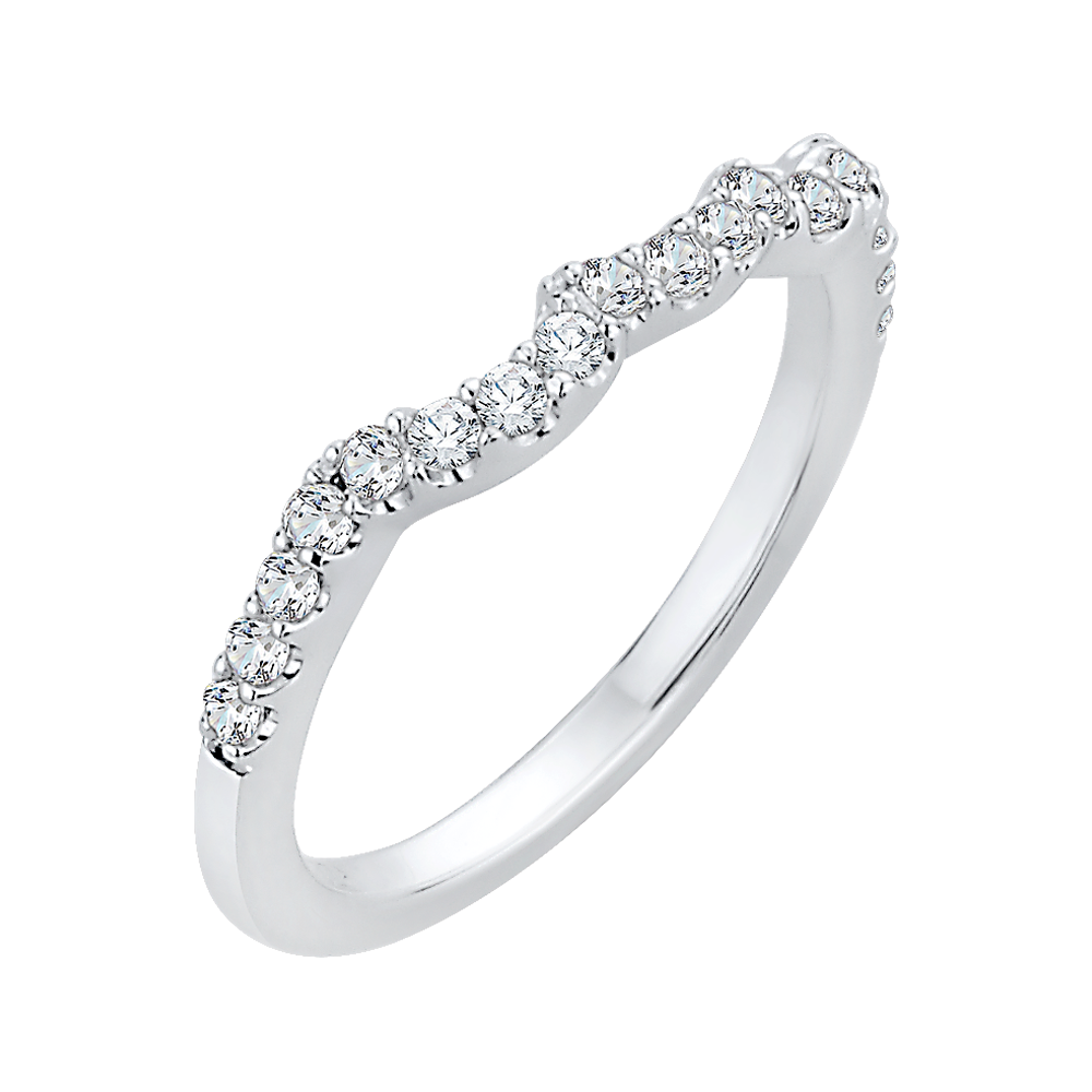 Round Diamond Half-Eternity Wedding Band in 14K White Gold