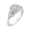 Round Diamond Halo Engagement Ring in 14K Two Tone Gold (Semi-Mount)