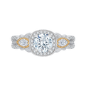 Round Diamond Halo Engagement Ring in 14K Two Tone Gold (Semi-Mount)