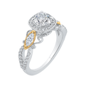 Round Diamond Halo Engagement Ring in 14K Two Tone Gold (Semi-Mount)