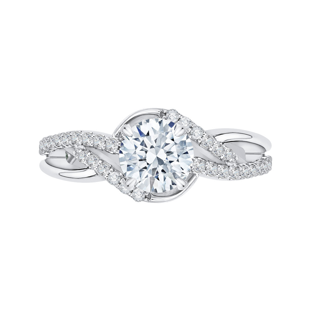 Round Diamond Engagement Ring in 14K White Gold (Semi-Mount)