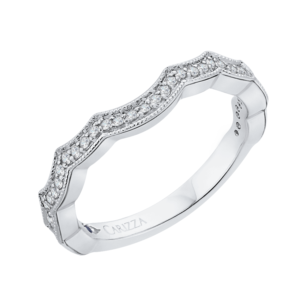 Round Diamond Wedding Band in 14K White Gold