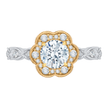 Diamond Floral Halo Engagement Ring in 14K Two Tone Gold (Semi-Mount)